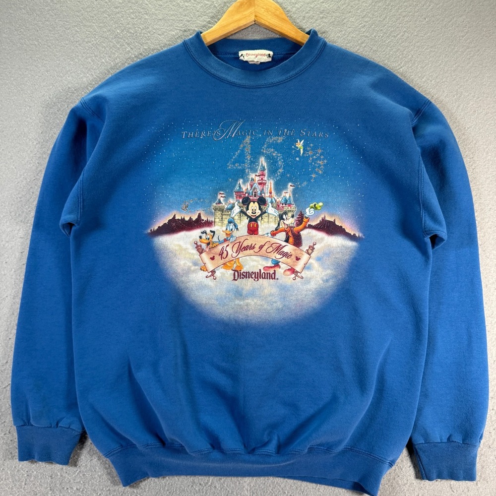 Vintage Disneyland Crewneck Sweatshirt Adult Medium Blue 45 Years Of Magic USA